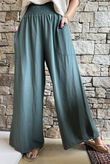 Basso Shirring Wide Leg Pant Deep Moss